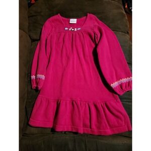 Hanna Andersson pink floral sweater dress size 120 6 7